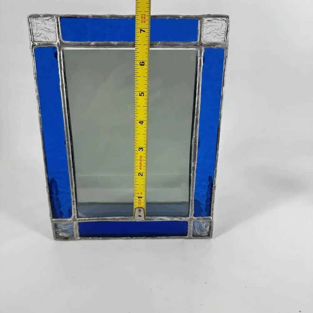 Set Of 2 Blue Stained Glass Geometric Picture 4x6 Frames